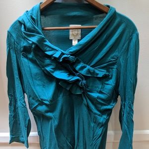 Ric Rac Anthropologie turquoise 3/4 sleeve top